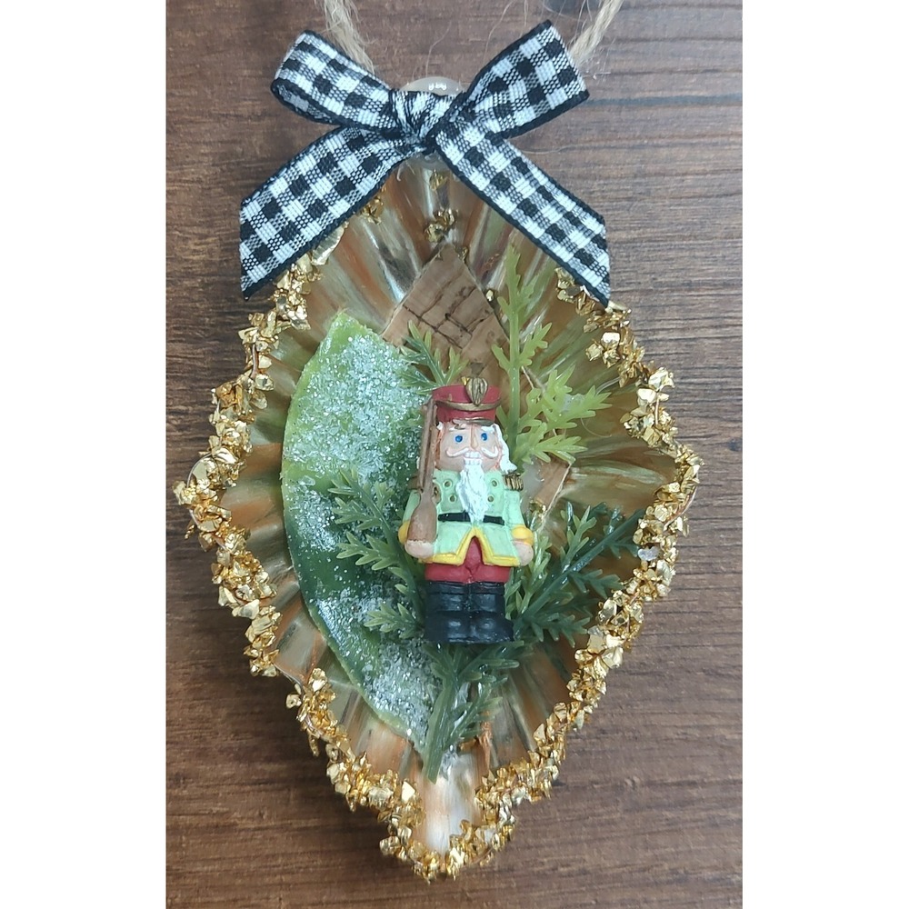 Nutcracker Soldier Christmas Ornament Vtg Style Handmade Tart Tin Diorama O2